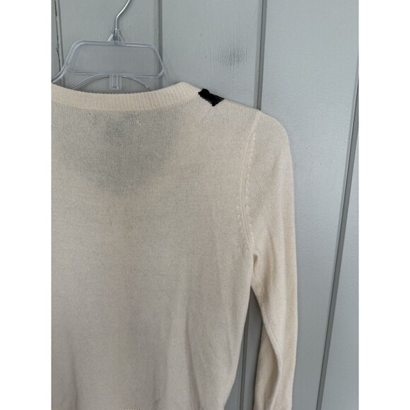 C by Bloomingdales Sweater Cardigan S 100% Cashmere Ivory Black Rhinestones - Picture 5 of 5